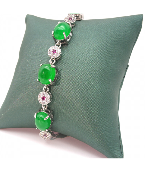 Green chalcedony oval four claw Bracelet