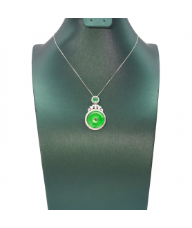 Round emerald silver edged Diamond Pendant