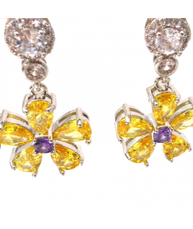 Brazilian yellow round Flower Earrings