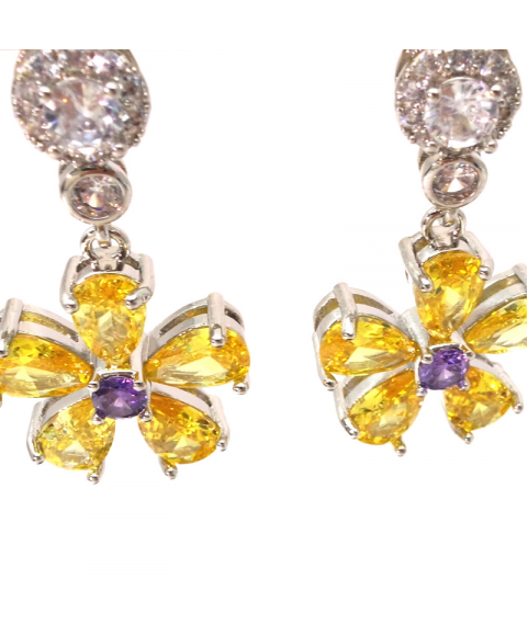 Brazilian yellow round Flower Earrings