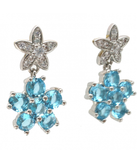 Natural sapphire five petal flower earrings