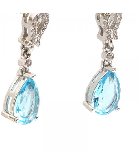 Silver Drop Sapphire Earrings