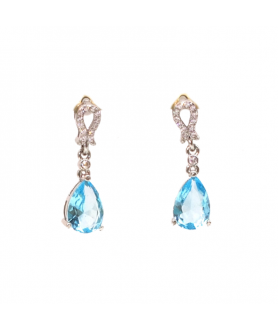 Silver Drop Sapphire Earrings