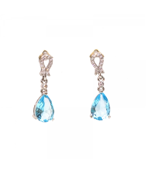 Silver Drop Sapphire Earrings