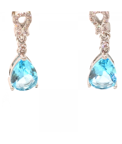 Silver Drop Sapphire Earrings