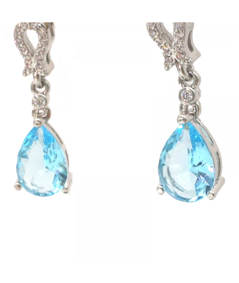 Silver Drop Sapphire Earrings