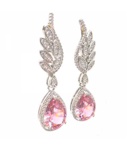 Natural powder gem leaf water drop earrings