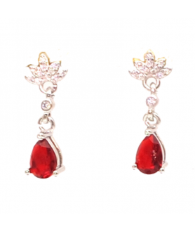 Ruby water drop floret Earrings