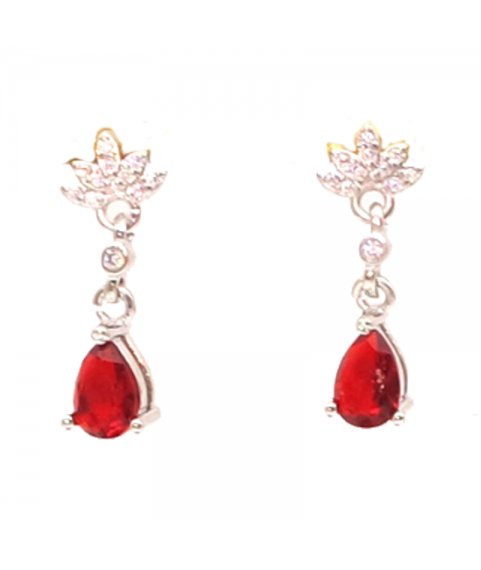 Ruby water drop floret Earrings