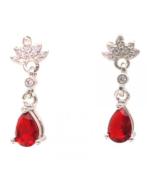 Ruby water drop floret Earrings