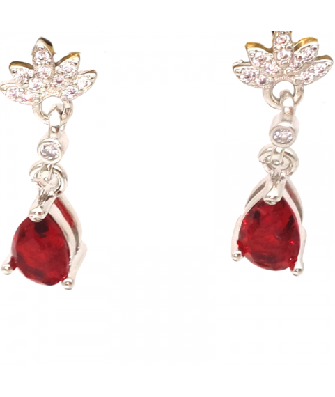 Ruby water drop floret Earrings