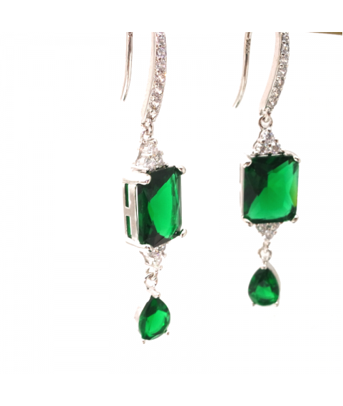 Natural emerald water drop Square Earrings