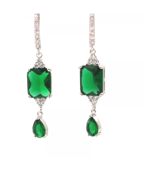 Natural emerald water drop Square Earrings