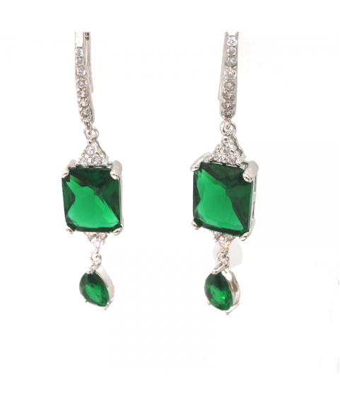 Natural emerald water drop Square Earrings