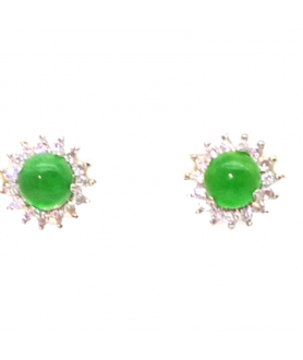 Natural emerald round four claw floret Earrings