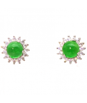 Natural emerald round four claw floret Earrings