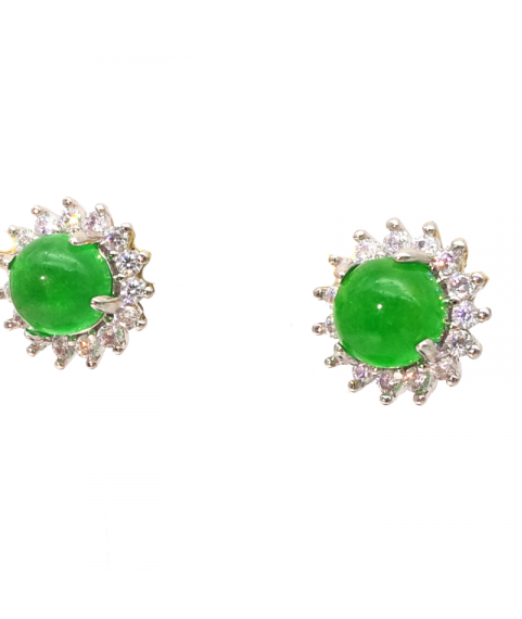 Natural emerald round four claw floret Earrings