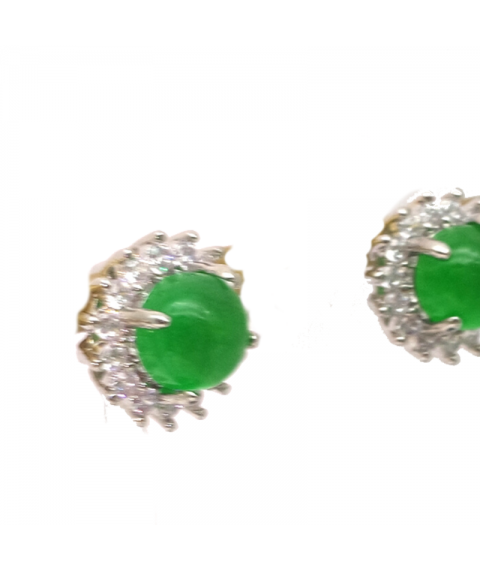 Natural emerald round four claw floret Earrings