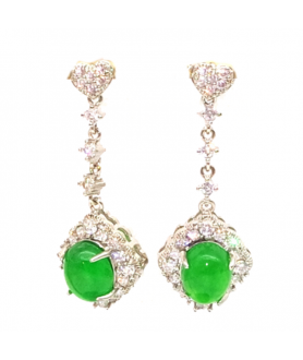 Natural emerald long heart-shaped Oval Earrings