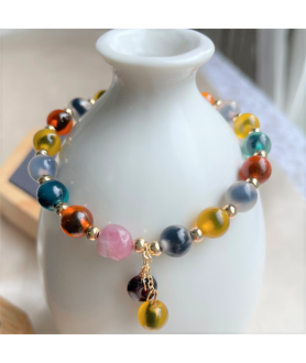 Sugar heart chalcedony agate bracelet