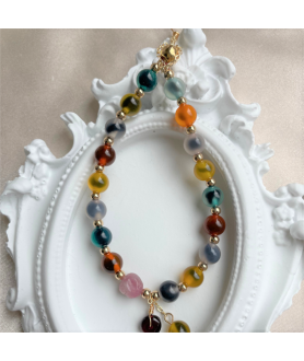 Sugar heart chalcedony agate bracelet