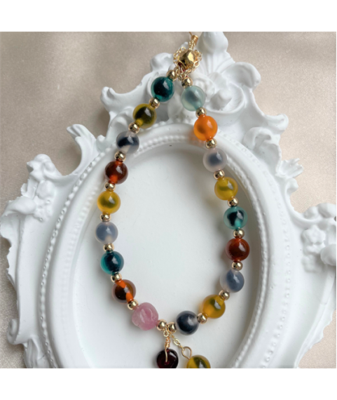 Sugar heart chalcedony agate bracelet