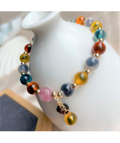 Sugar heart chalcedony agate bracelet