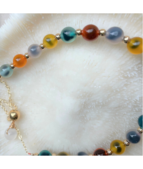 Sugar heart chalcedony agate bracelet