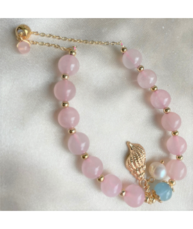 Pink crystal peanut charm bracelet