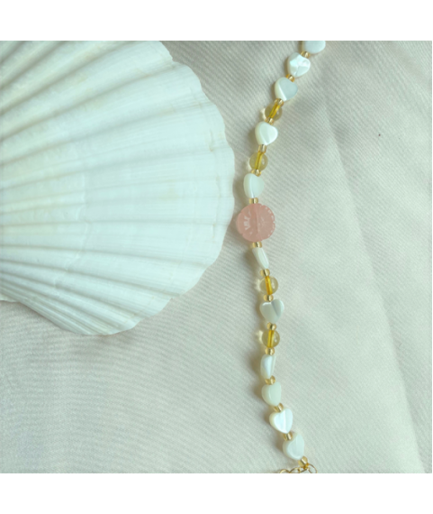 Heart-shaped shell white crystal bracelet