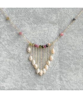 Multi-color crystal pearls Necklace