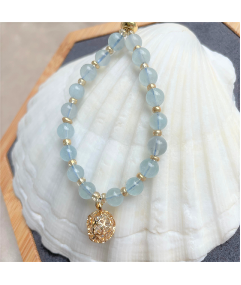 Aquamarine ball pendant bracelet