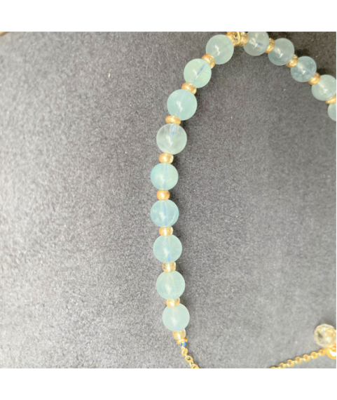 Aquamarine ball pendant bracelet