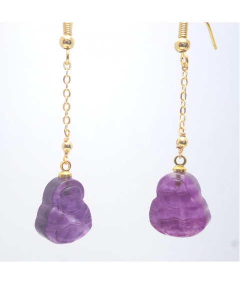 Fluorite reclining Buddha crystal ear hook