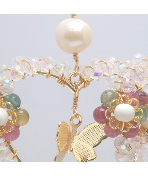 Heart-shaped artificial pearl crystal ear hook