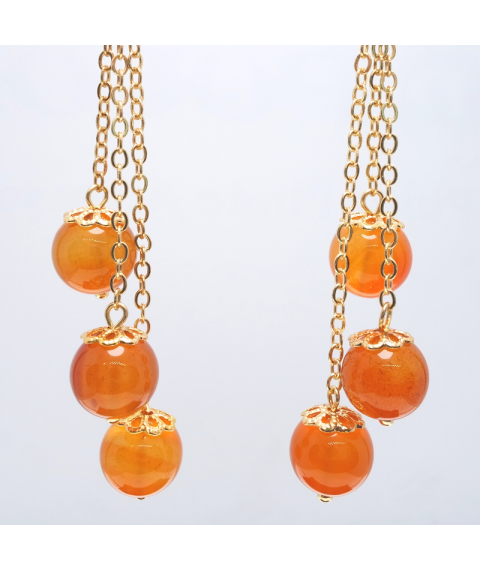 Orange long fringe crystal ear hook