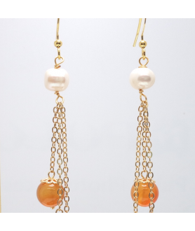 Orange long fringe crystal ear hook