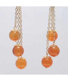 Orange long fringe crystal ear hook