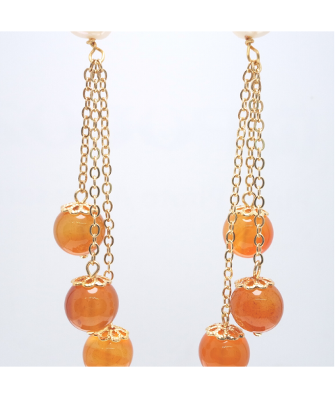 Orange long fringe crystal ear hook