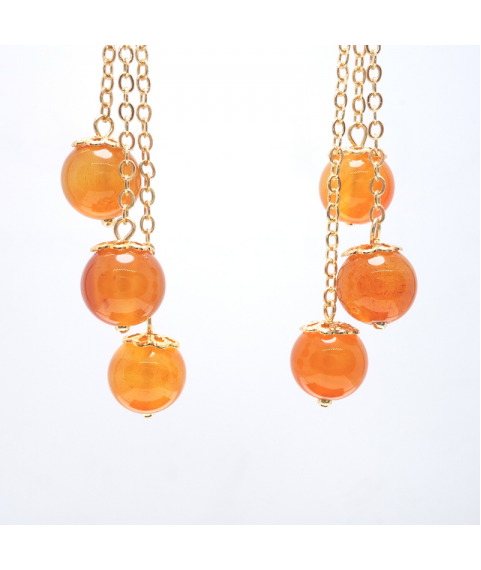 Orange long fringe crystal ear hook