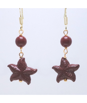 Cinnabar starfish crystal ear hook