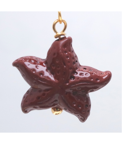 Cinnabar starfish crystal ear hook