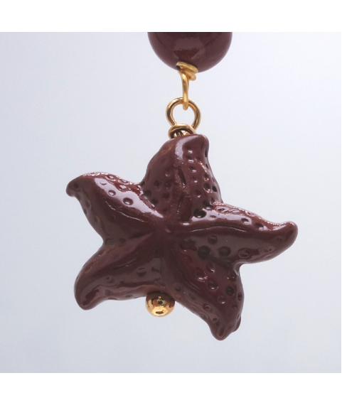 Cinnabar starfish crystal ear hook