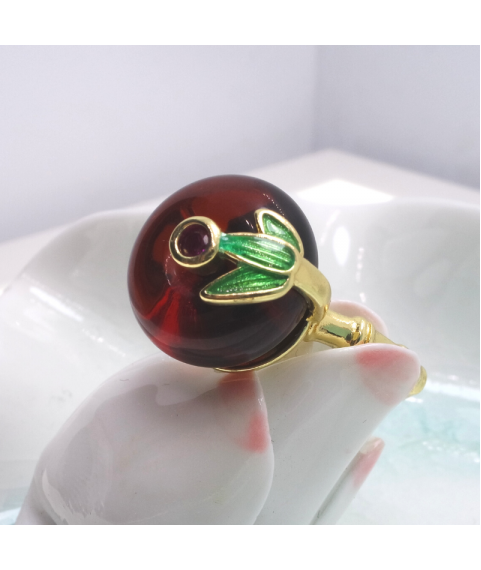 Blood pearl bamboo opening crystal ring