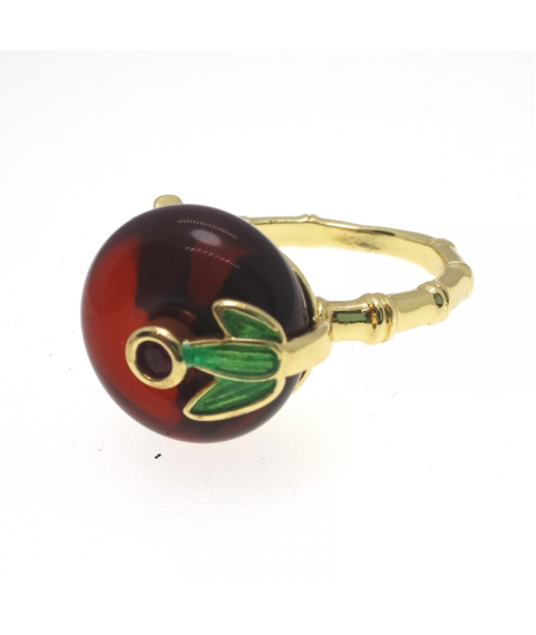 Blood pearl bamboo opening crystal ring