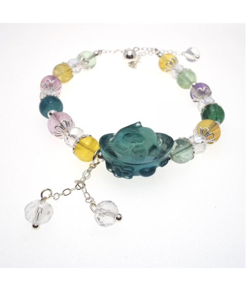 Color fluorite carved ingot crystal bracelet