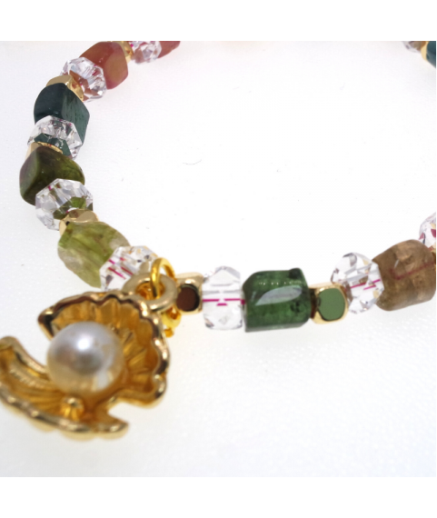 Color tourmaline shell pearl bracelet