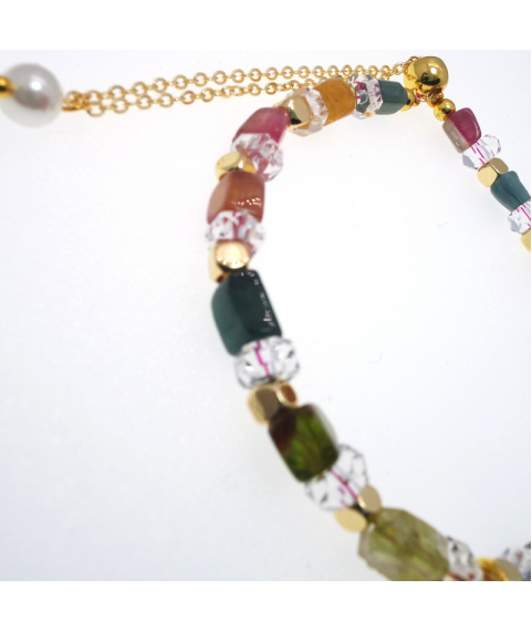 Color tourmaline shell pearl bracelet