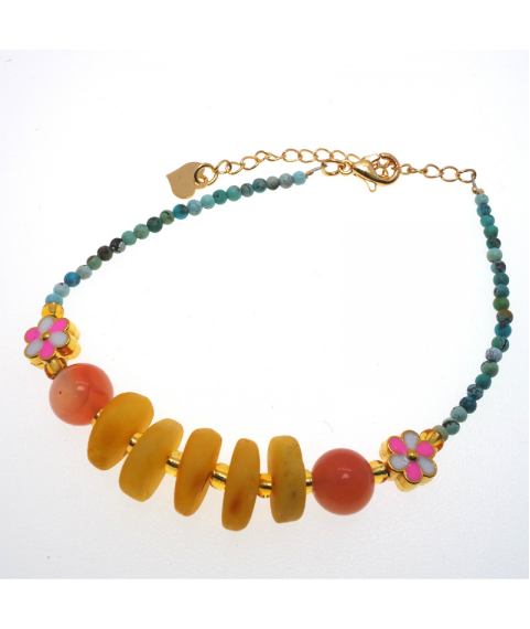 Beeswax Beads flower crystal bracelet