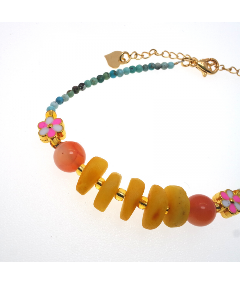 Beeswax Beads flower crystal bracelet